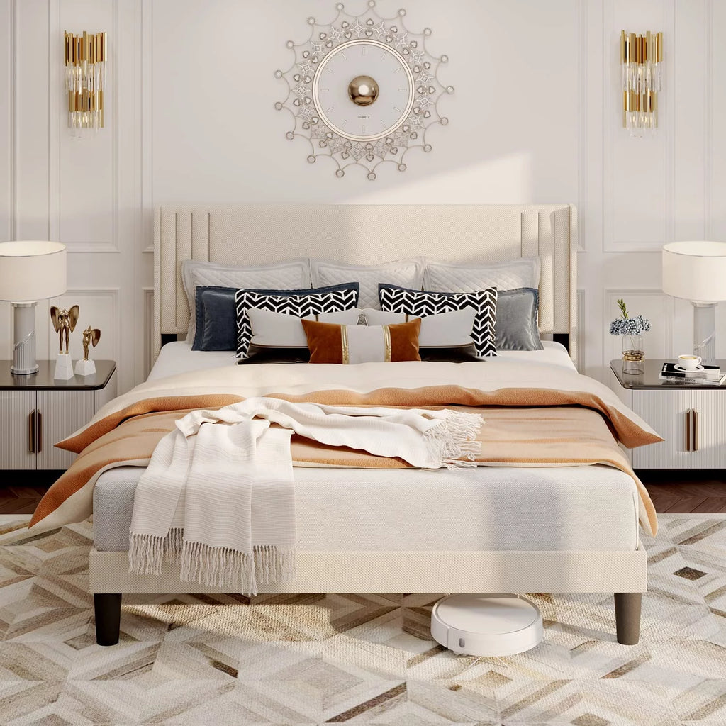 Queen Bed Frame with Adjustable Headboard and 4 Storage Drawers A9018