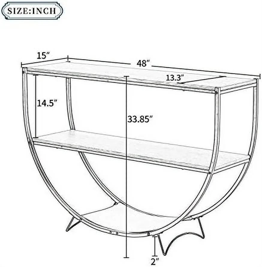 48" Demilune Shape Console Table with Open Shelf Rustic Brown R226229