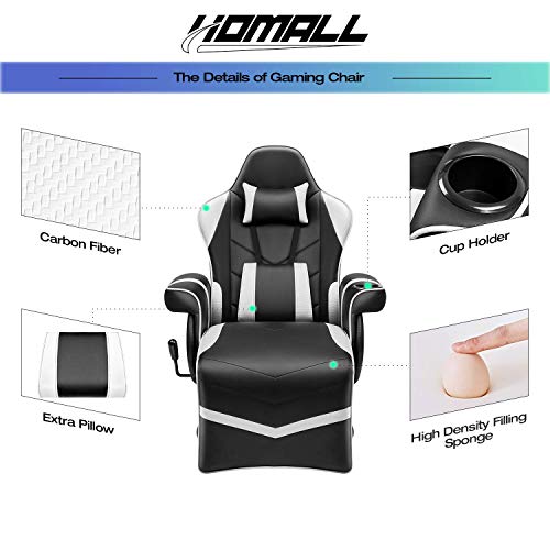 Black Pu Leather Ergonomic Reclining Gaming Sofa Chair with Footrest R688515