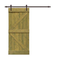 Jungle Green Stained Wood Interior Sliding Barn Door with Hardware Kit F759064