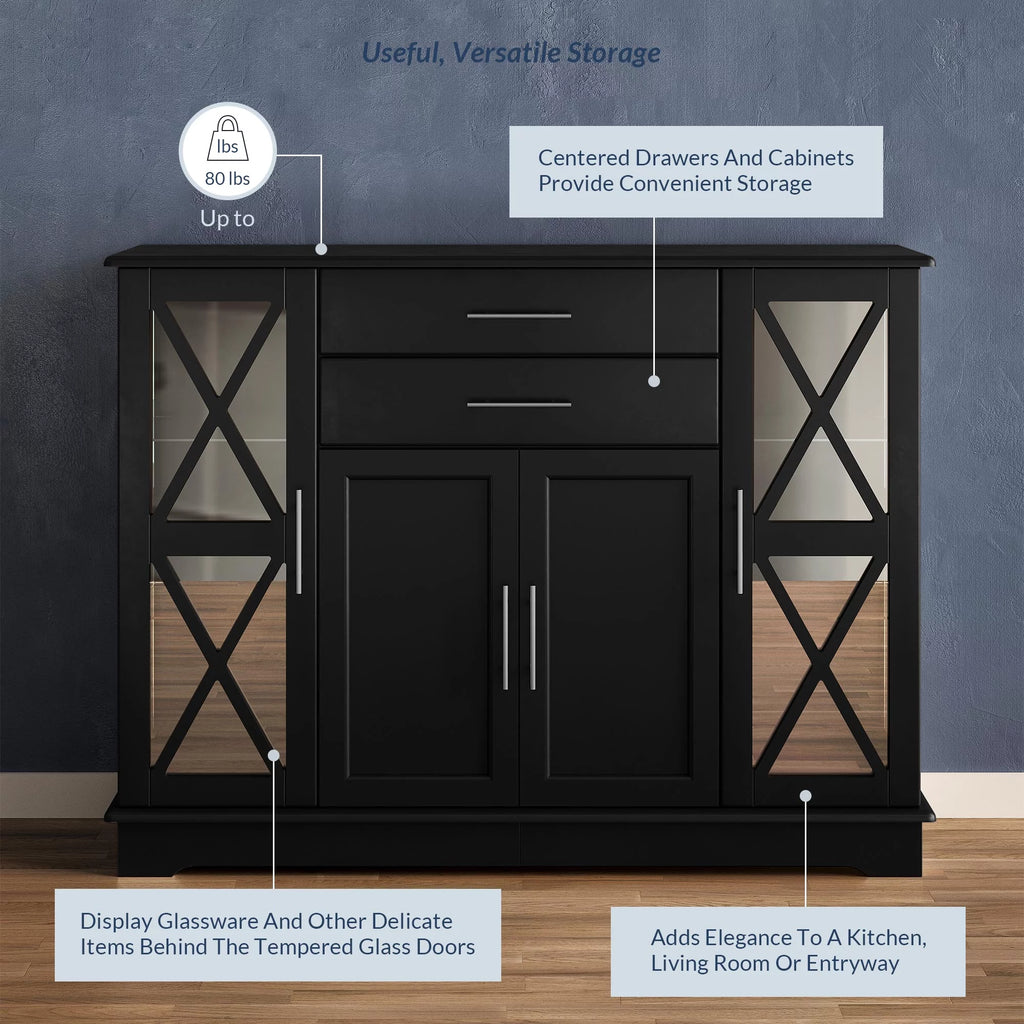Black Wood Storage Sideboard Buffet Cabinet K8815
