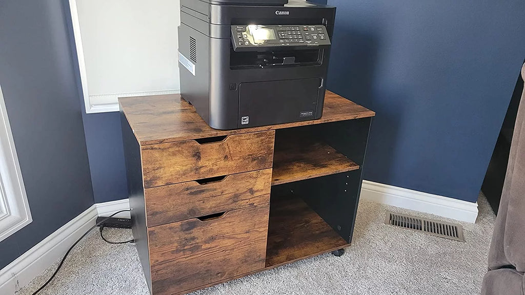 3 Drawer Rolling File Cabinet with Storage Shelves I199