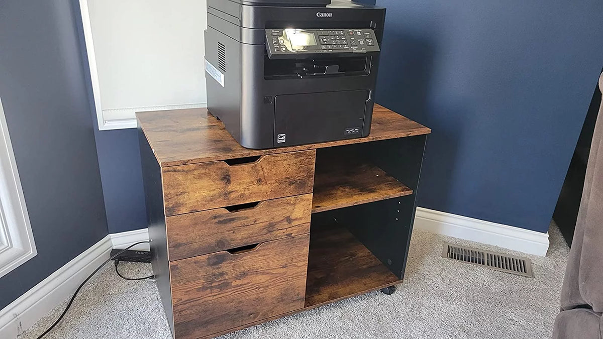 3 Drawer Rolling File Cabinet with Storage Shelves I199