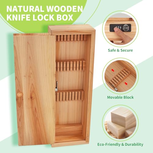 Wooden Knife Storage Box with Lock D500347