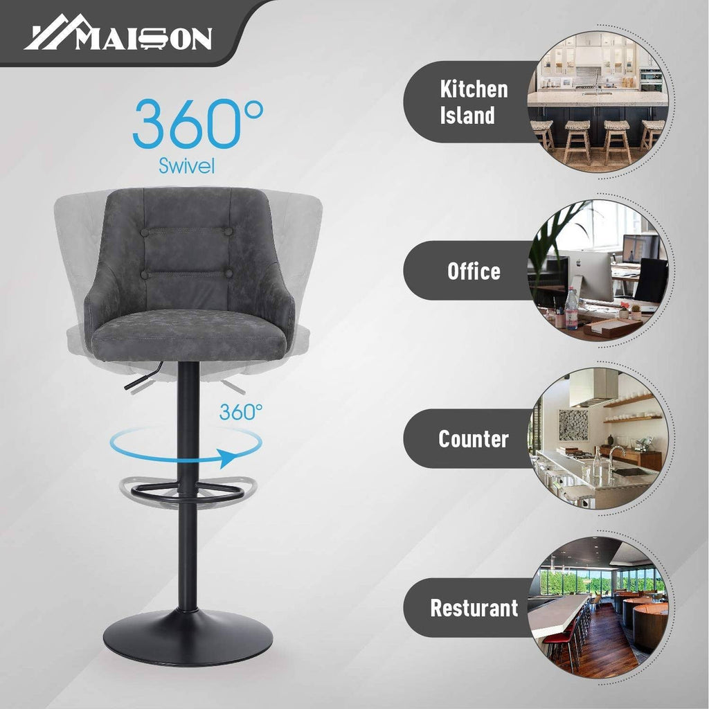 Brown Faux Leather Swivel Bar Stool H363415