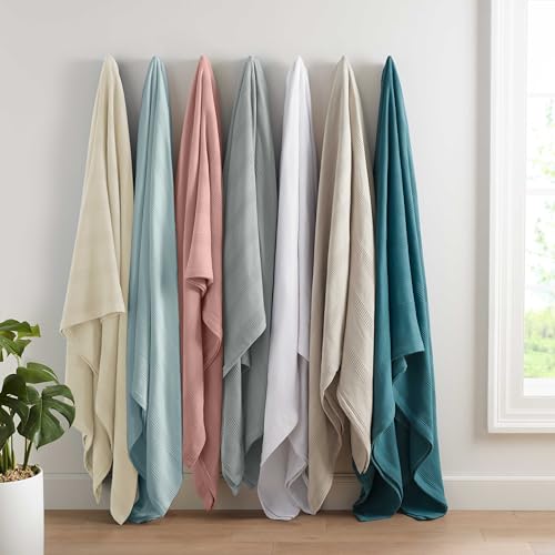 100% Cotton Twin Size Blanket (90 x 66 Inch, White) L982