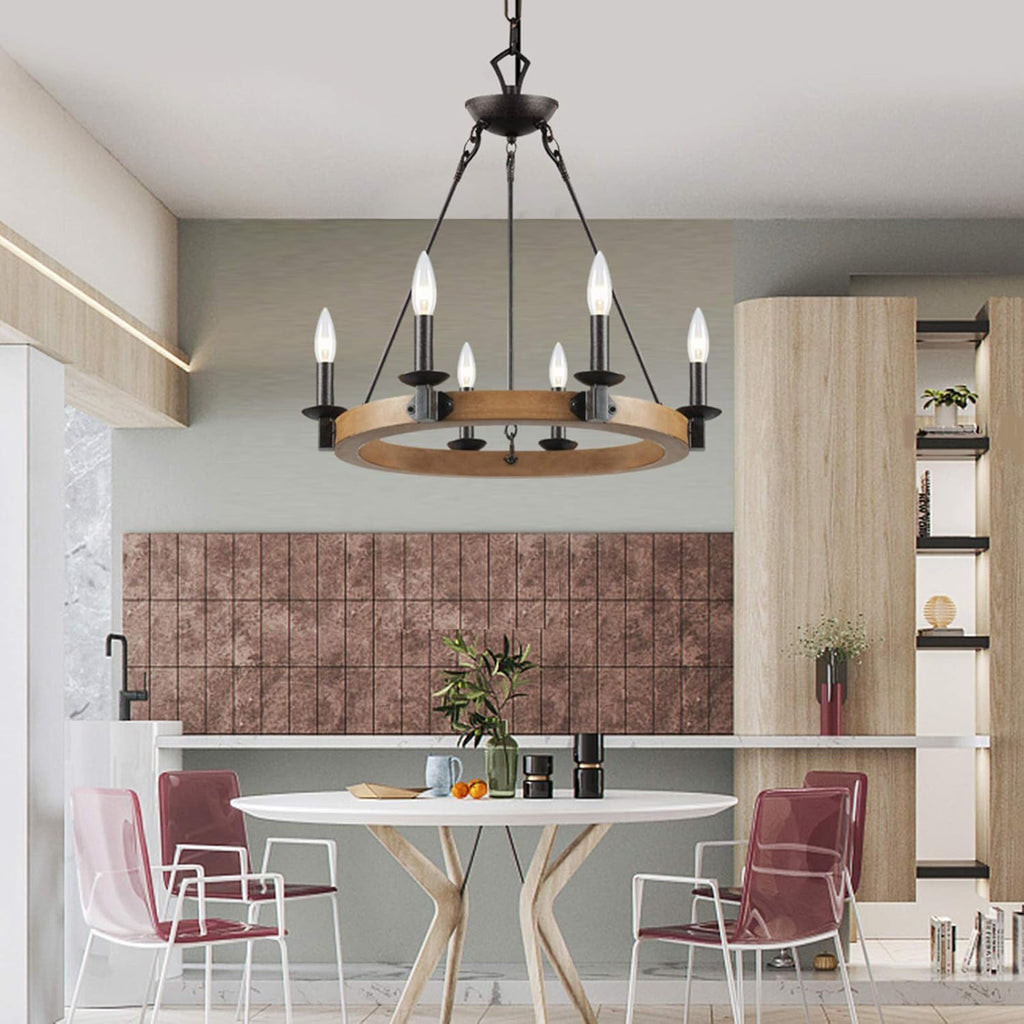 6 Light Wagon Wheel Chandelier U7609