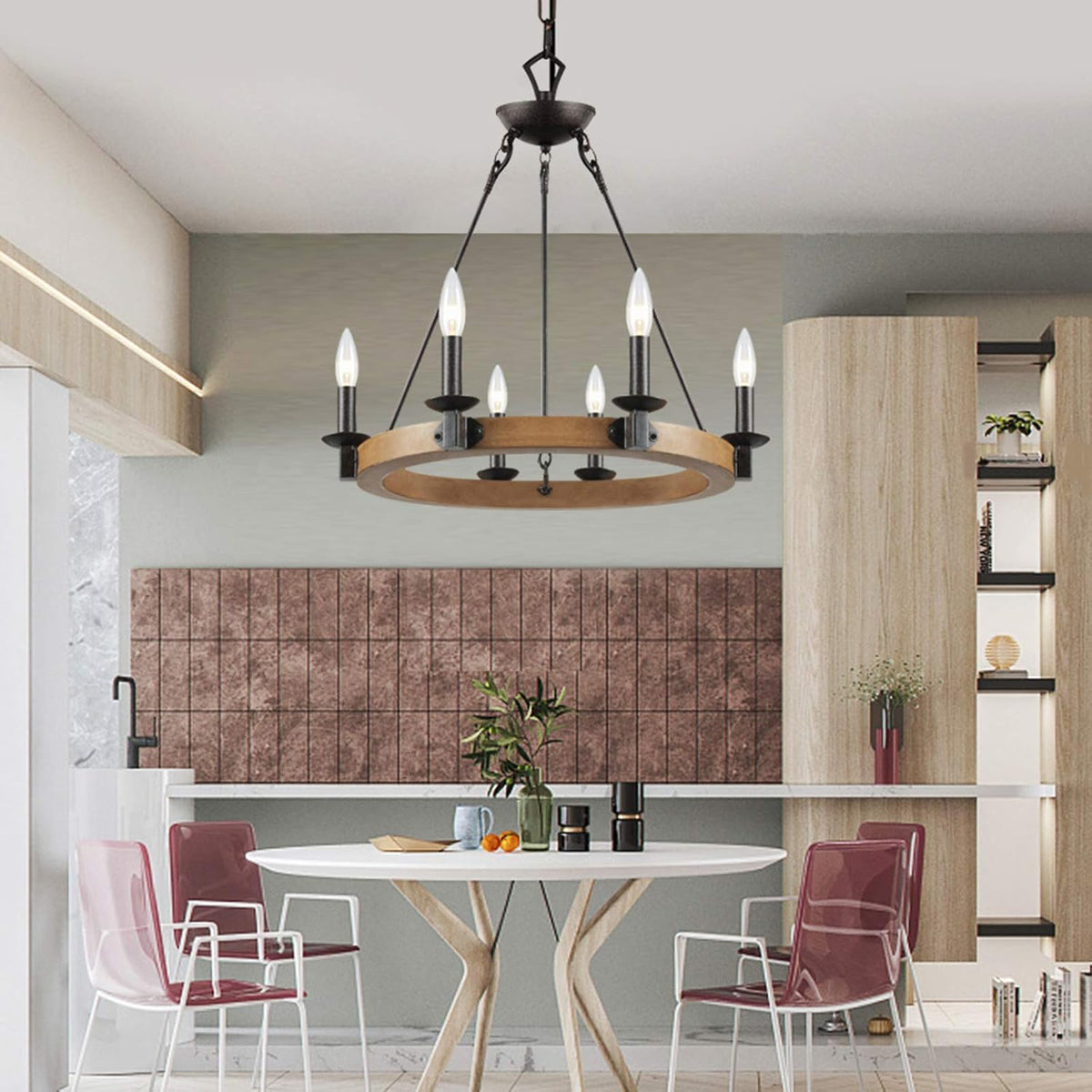 6 Light Wagon Wheel Chandelier U7609