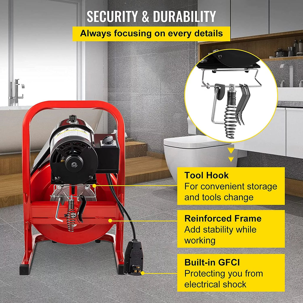 75ft x 1/2 in 370W Electric Drain Auger W55377