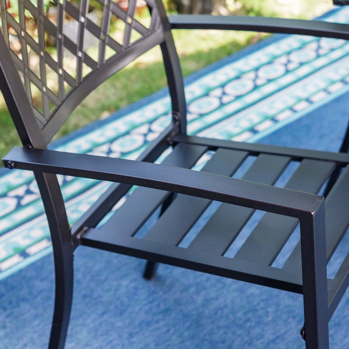 5 Pieces Patio Dining Sets Outdoor Metal All Weather Furniture Sets with Umbrella Hole, Black A459963