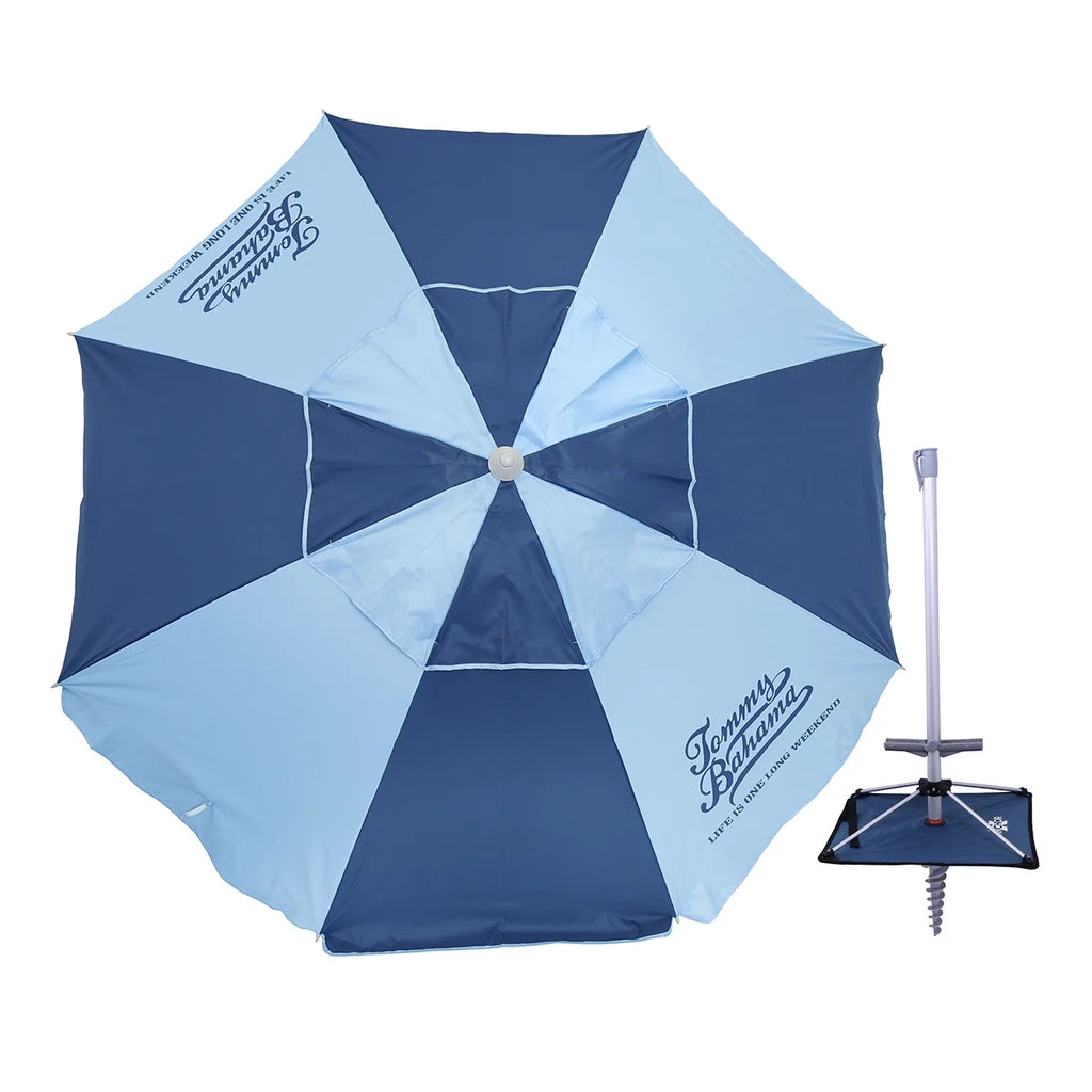 7 ft Fiberglass Beach Umbrella with Folding Anchor Base E664639