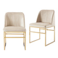 Set of 2 Upholstered Velvet Dining Chairs with Gold Metal Base A3561