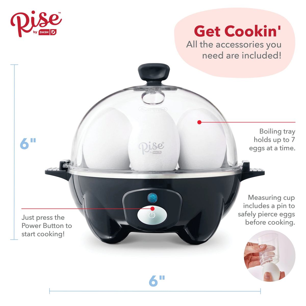 7 Egg Capacity Electric Egg Cooker Black D2094