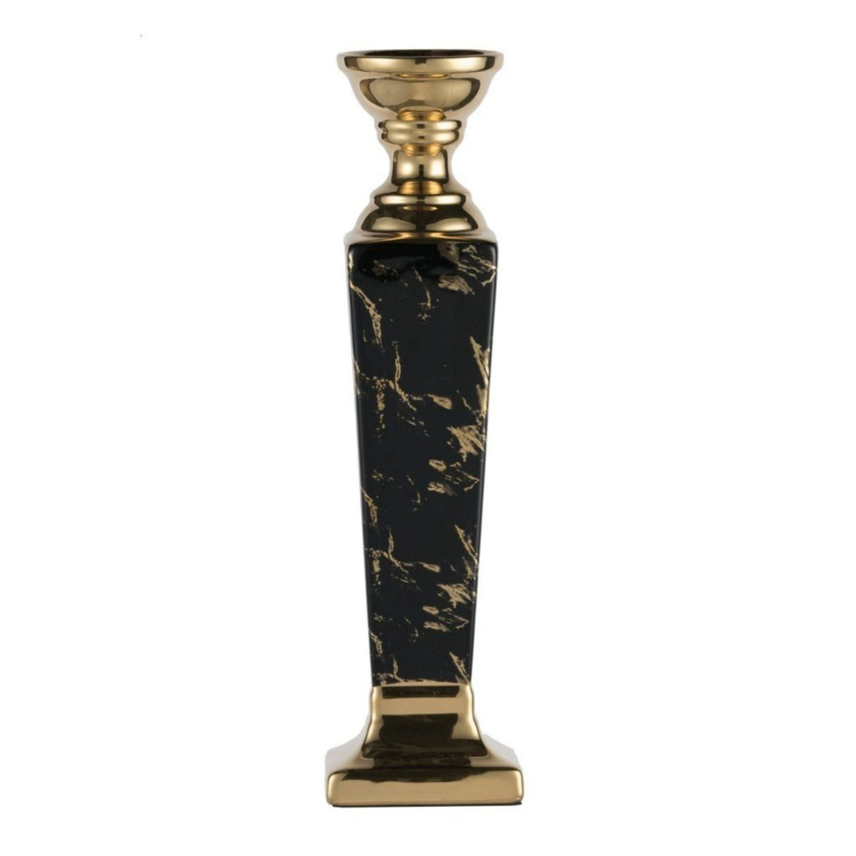 Gold and Black Tall Candle Holder D9175