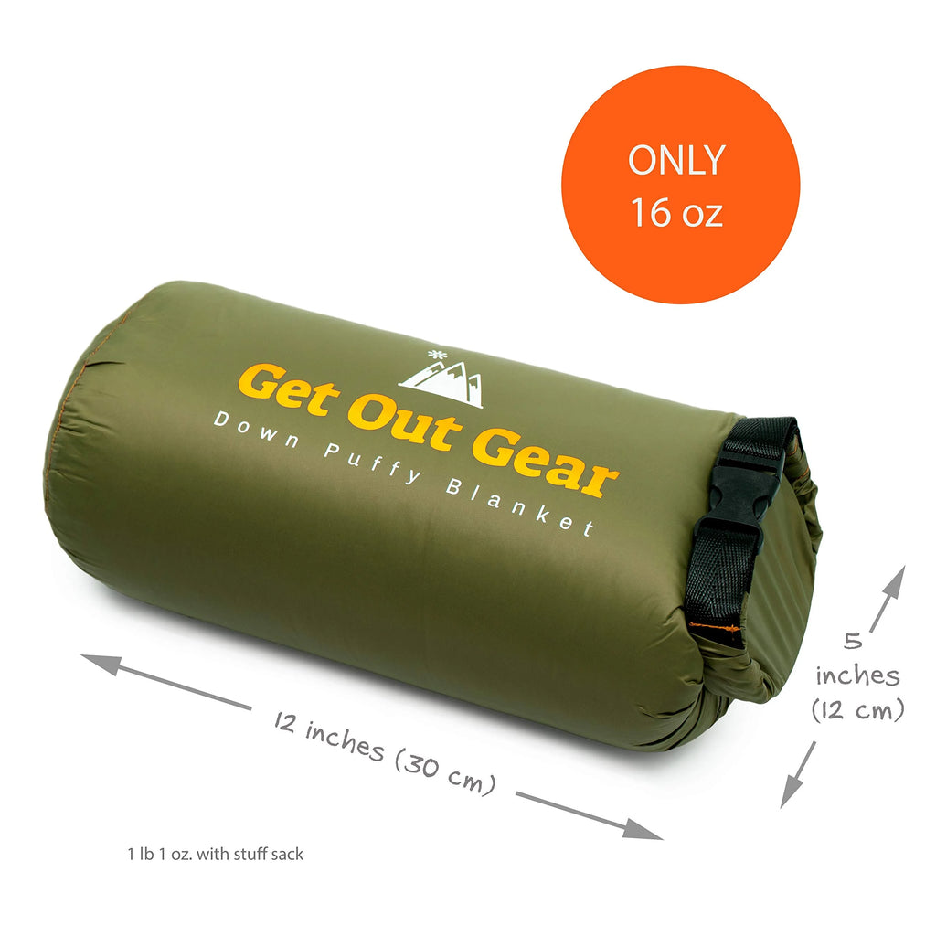 Puffy Packable Water-Resistant Camping Blanket (Olive) Q834