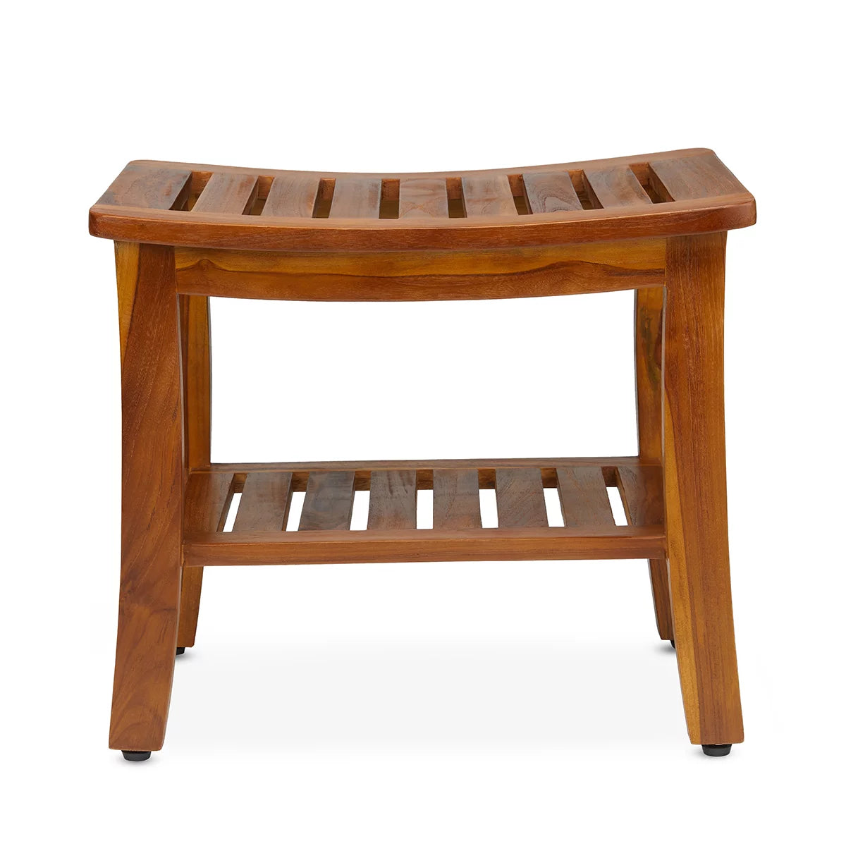 21 Inch Teak Wood Shower Bench with Shelf F988007