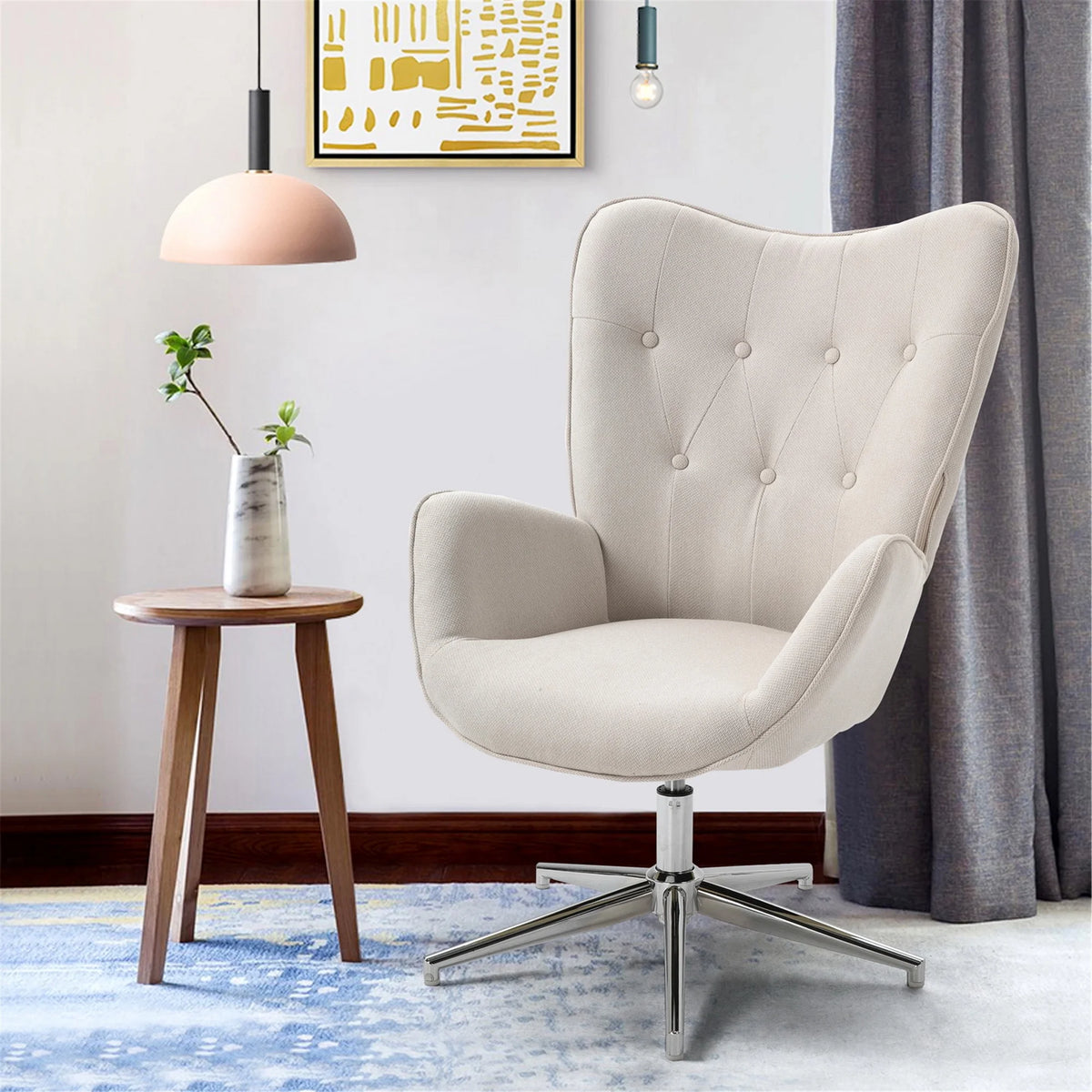 Beige Upholstery Accent Chair L620