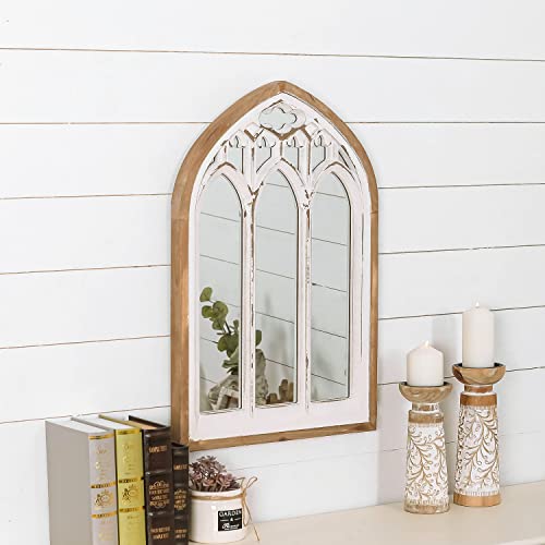Arch Window Wall Mirror with Wooden Frame 16.14" x 1.38" x 25.2" R43311