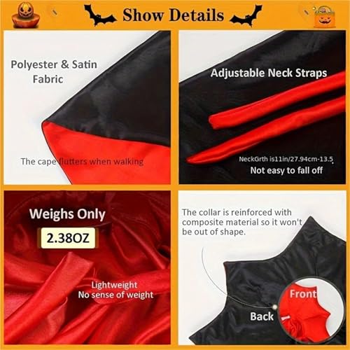 Pet Vampire Cape Cloak 5 Pcs Red Black Adjustable Q285
