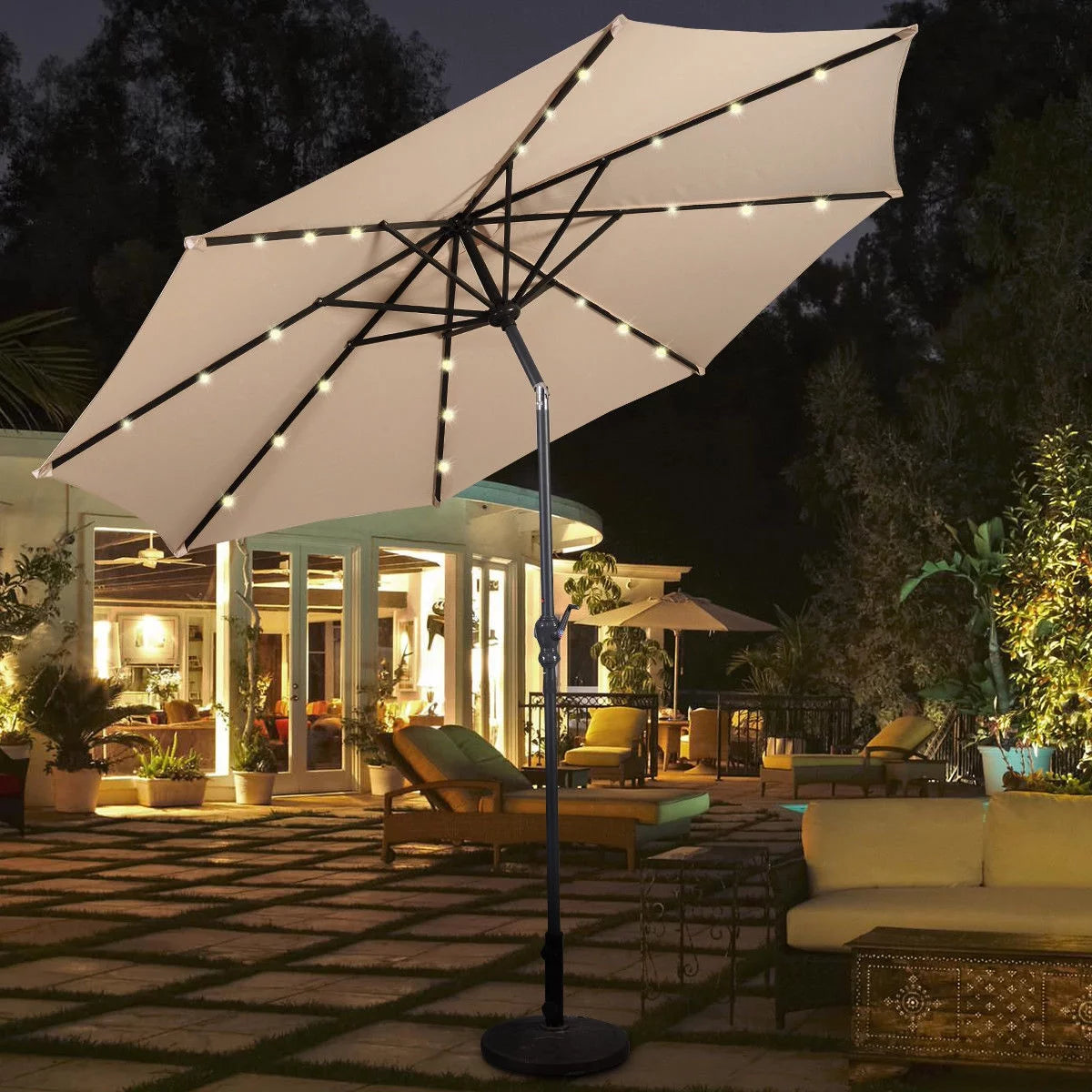 10ft Solar LED Patio Umbrella K511526