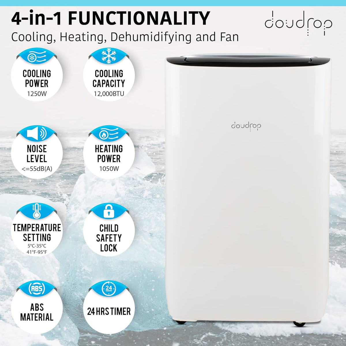 12000 BTU Portable Air Conditioner with Activated Carbon Filter and Remote Control K393822