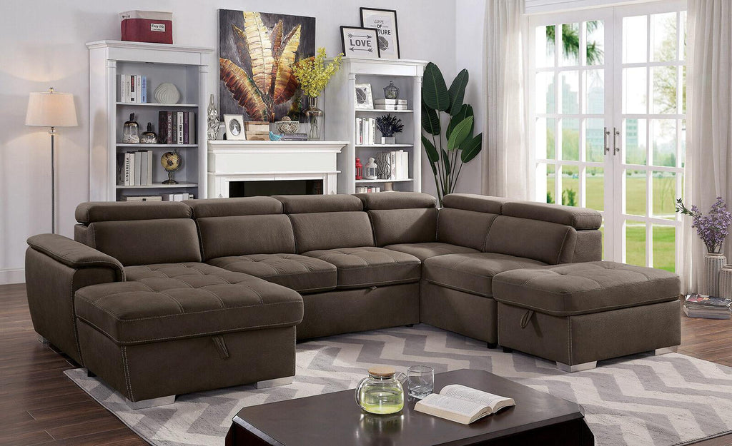 Light Brown Nabuck Sectional Sofa N387