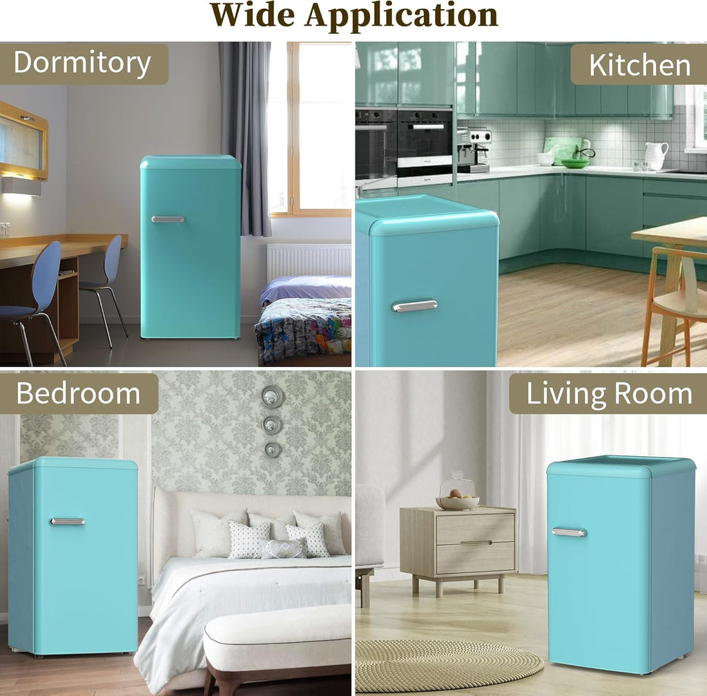 Retro Mini Fridge with Freezer 3.6 Cu.Ft. Single Door Blue O13335