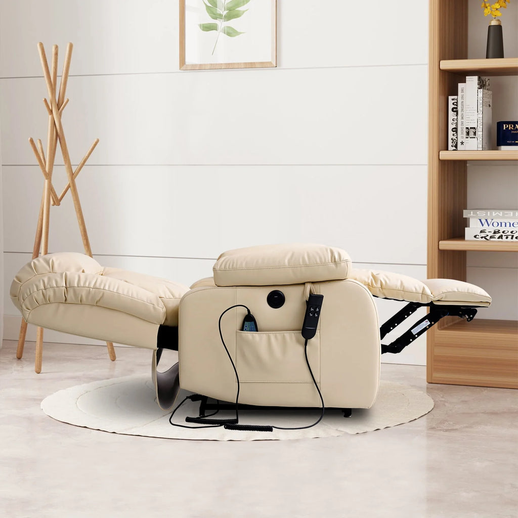 Brown Leather Dual Motor Lift Recliner Chair with Heat and Massage X30371