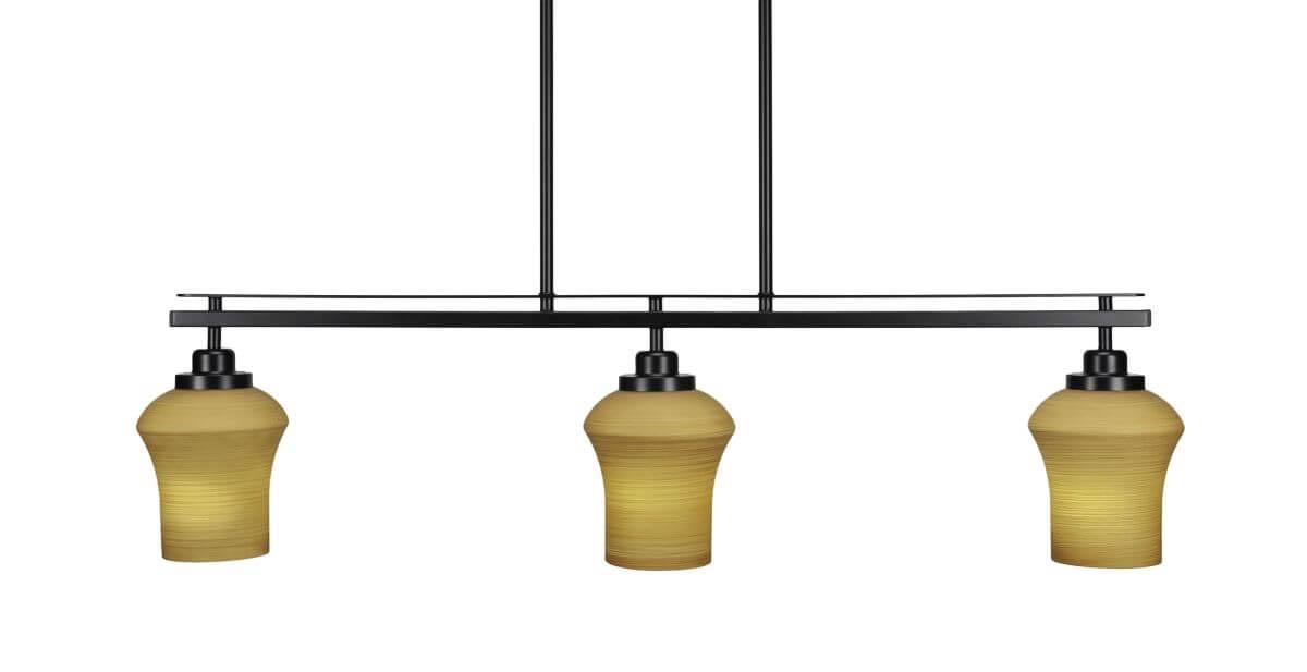 3 Island Light Matte Black Linen Glass M87827