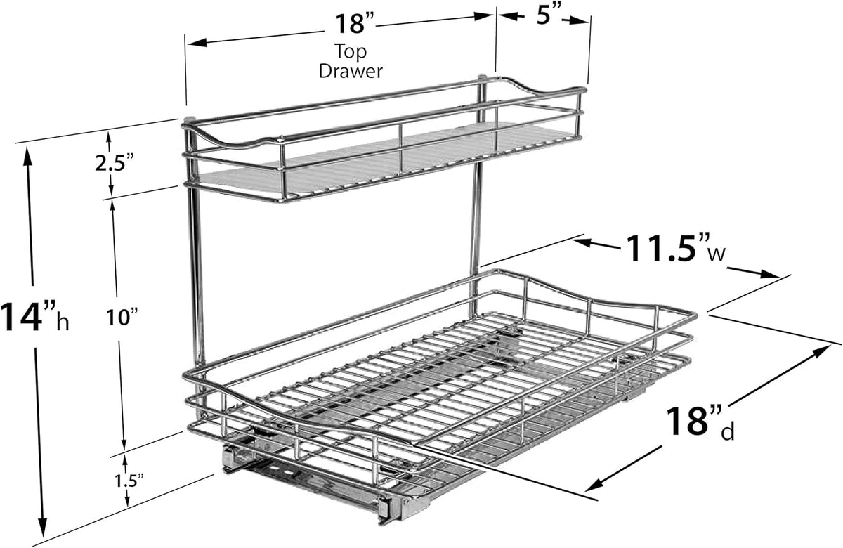 Under Sink Cabinet Organizer Pull Out Two Tier Sliding Shelf, Chrome G60279