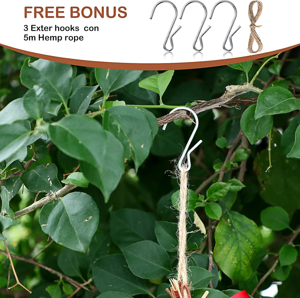 3 Pack Hummingbird Nest House with Coconut Fiber Nesting Material Red Ribbon Woven Nest O46376