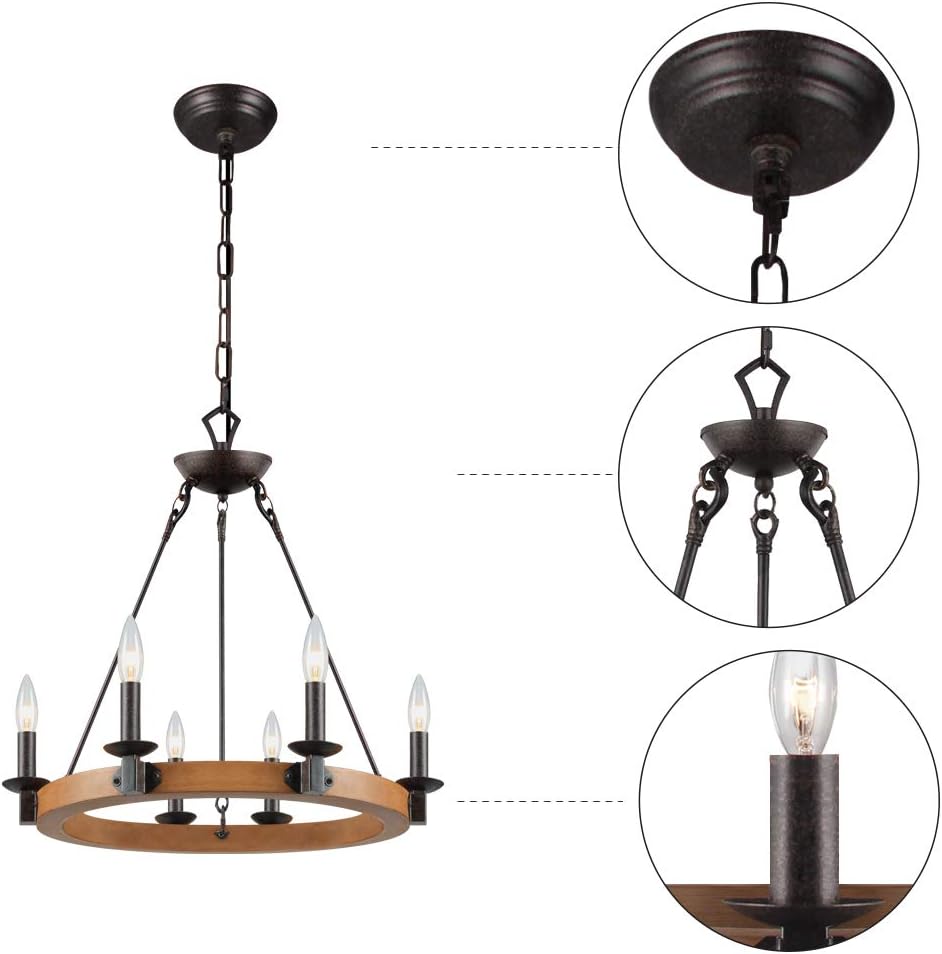 6 Light Wagon Wheel Chandelier U7609
