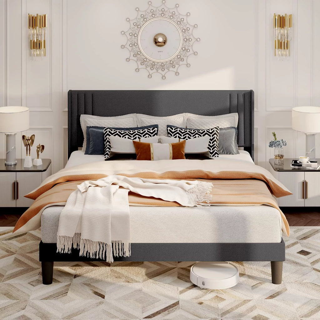 Queen Bed Frame with Adjustable Headboard and 4 Storage Drawers A9018