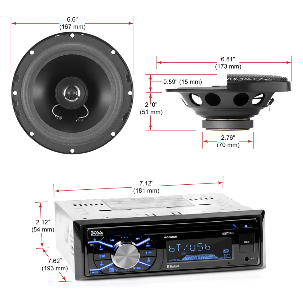 Single Din Car Stereo and Speakers E596612