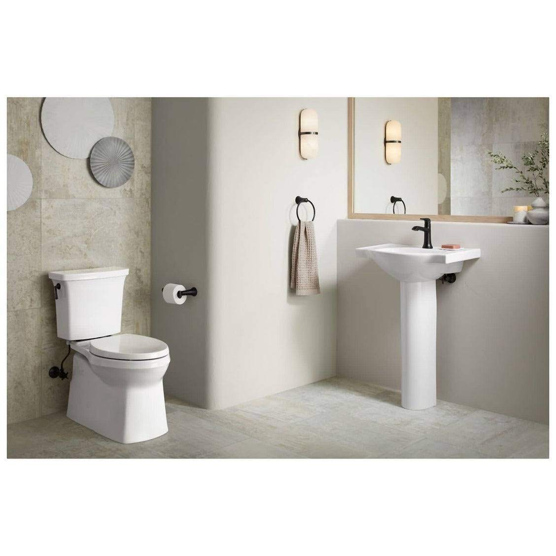 24 In. Pedestal Bathroom Sink Basin with Single Faucet Hole, Thunder Grey H432