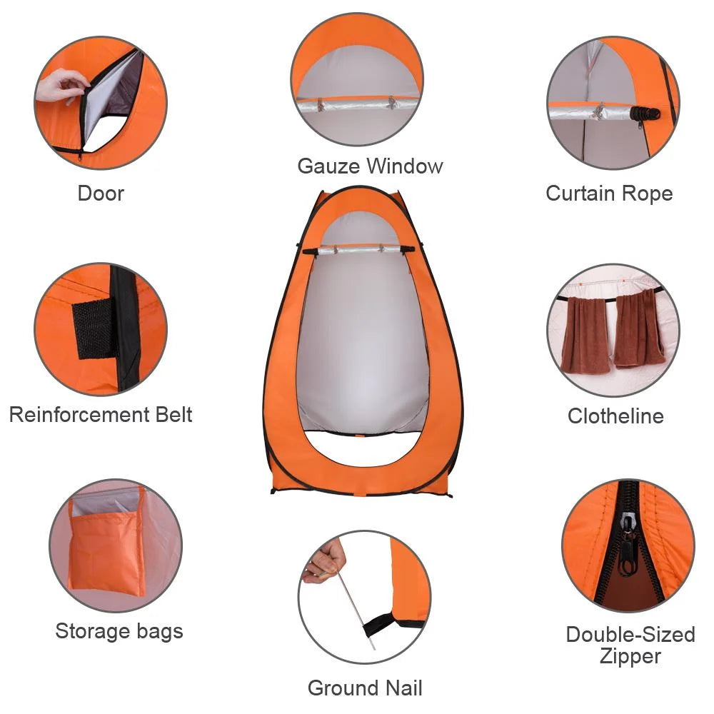 Orange Pop Up Camping Shower Tent G107