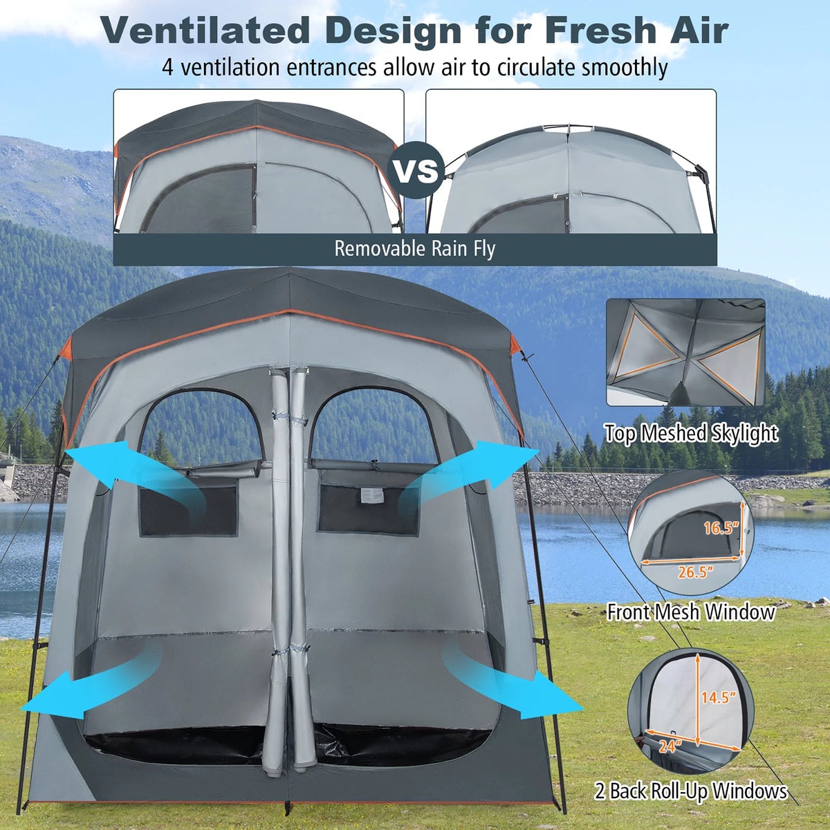 2 Room Oversize Portable Shower Tent R5163