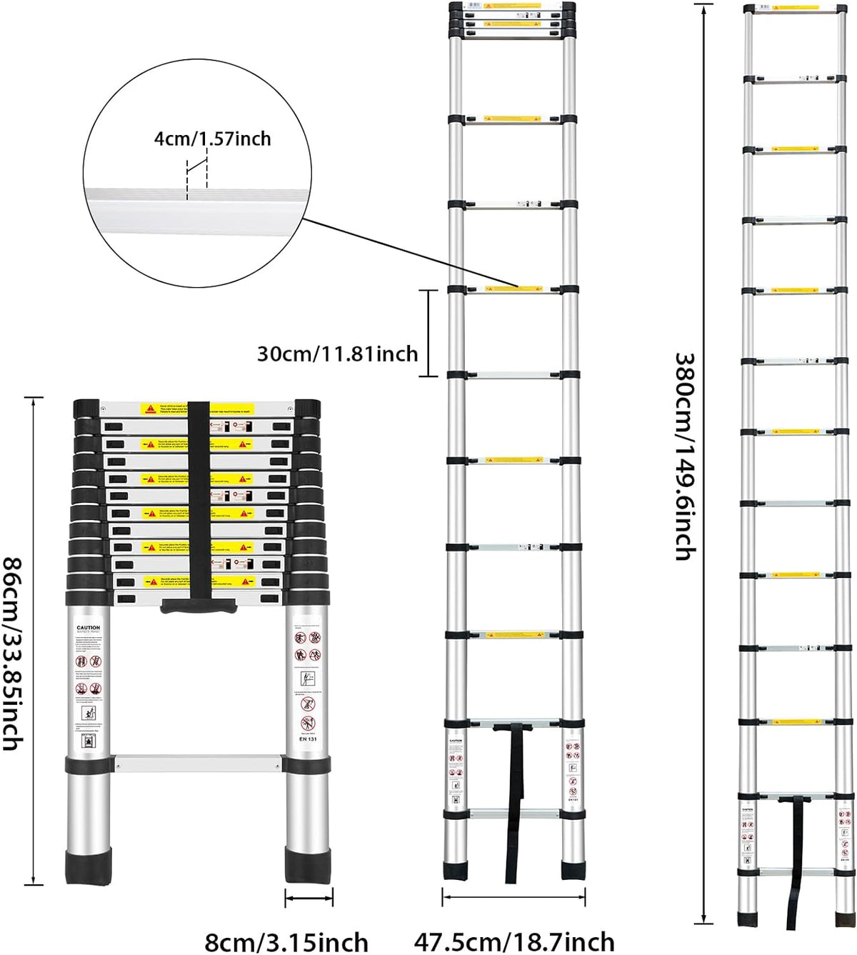 12.5 FT Aluminum Telescoping Ladder L3641