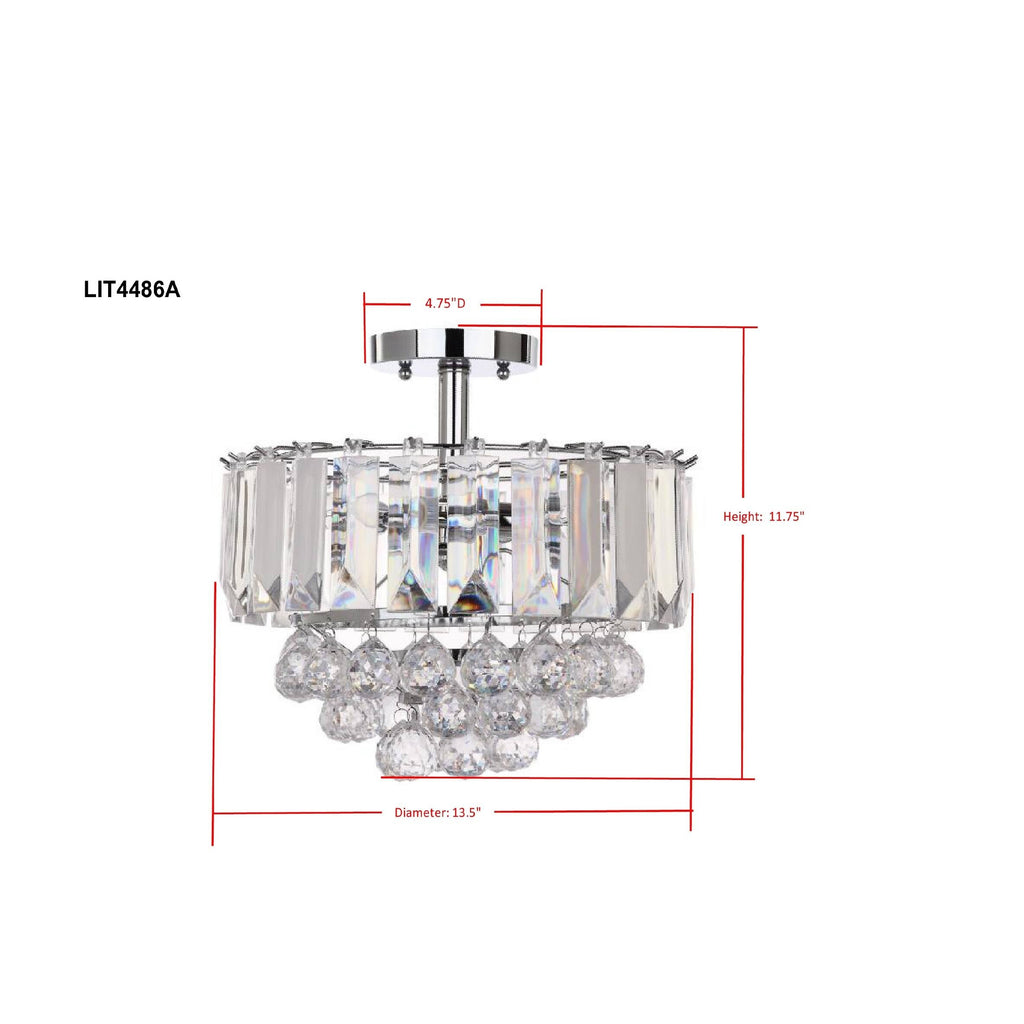 3-Light Chrome Acrylic Flush Mount G727