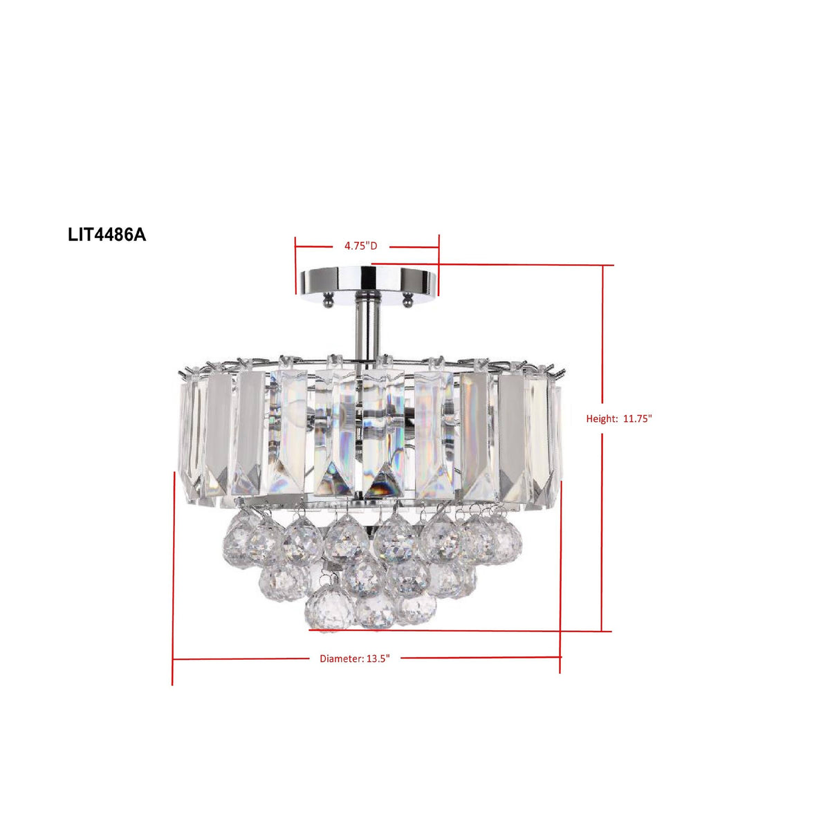 3-Light Chrome Acrylic Flush Mount G727