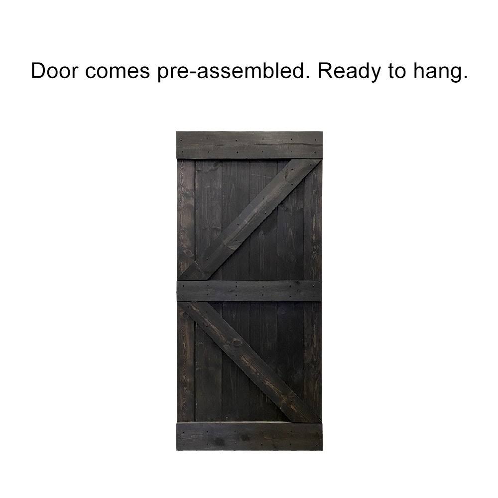 Jungle Green Stained Wood Interior Sliding Barn Door with Hardware Kit F759064
