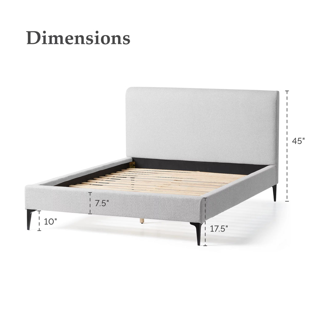 Queen Light Gray Upholstered Platform Bed U7572