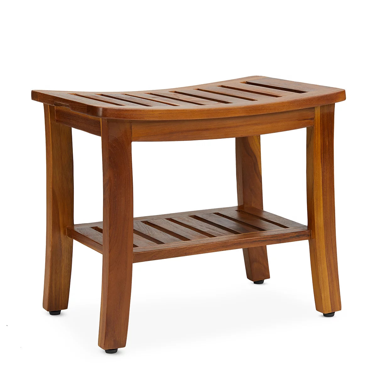 21 Inch Teak Wood Shower Bench with Shelf F988007