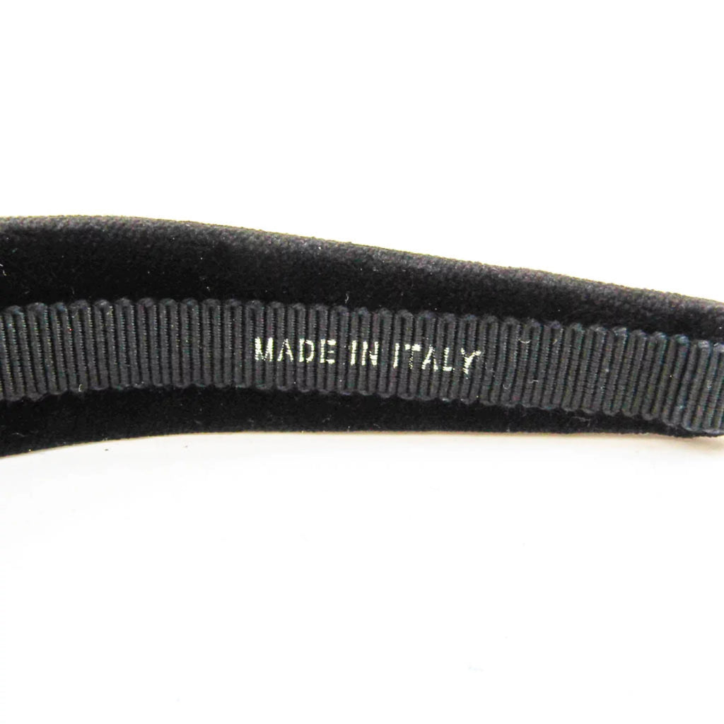 Pre-Owned Leather Metal Women's Alice Band Black, Champagne Gold R538