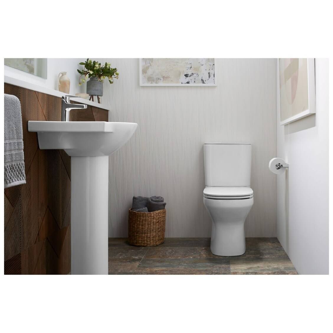 24 In. Pedestal Bathroom Sink Basin with Single Faucet Hole, Thunder Grey H432