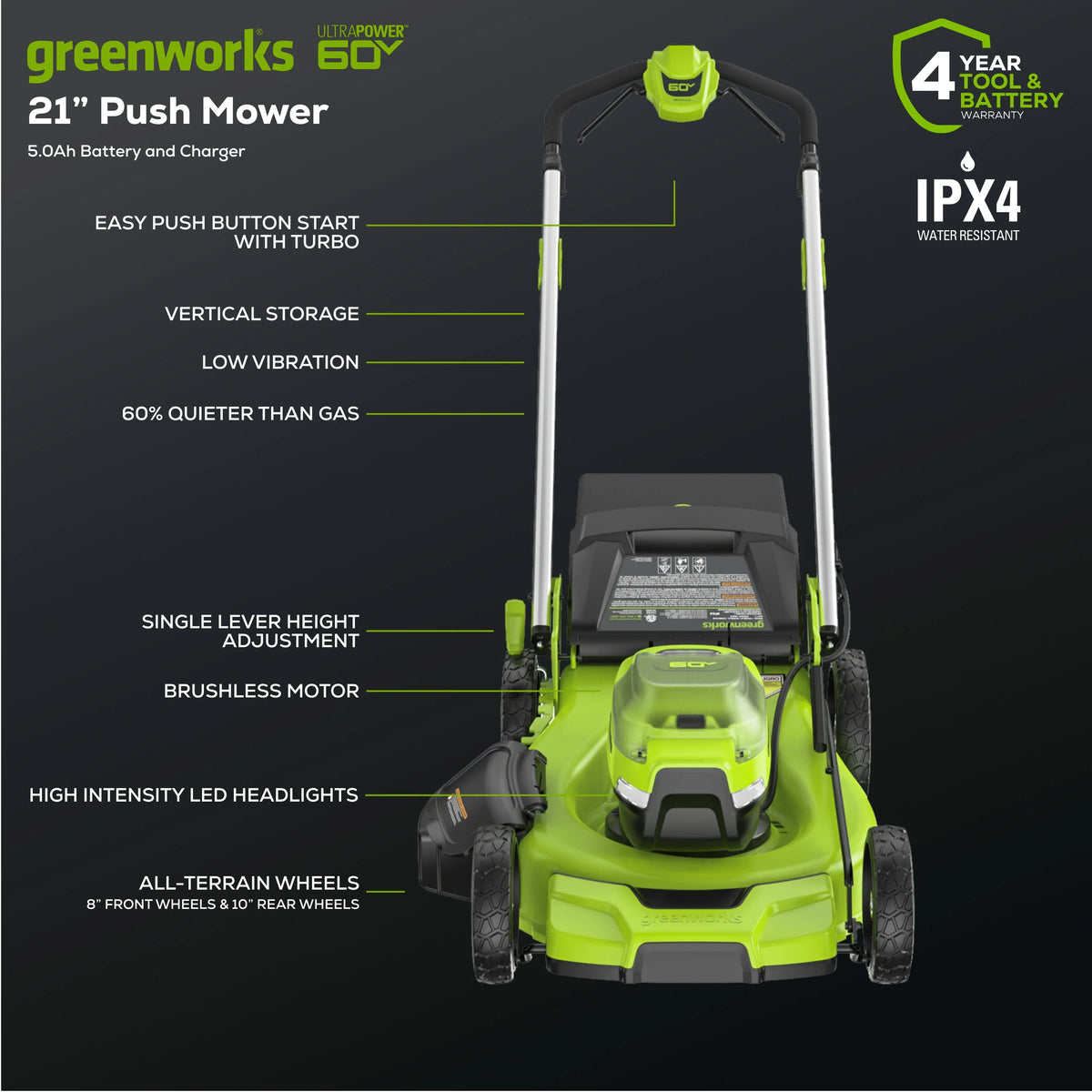 60V 21 Push Lawn Mower with Battery & Charger G14278