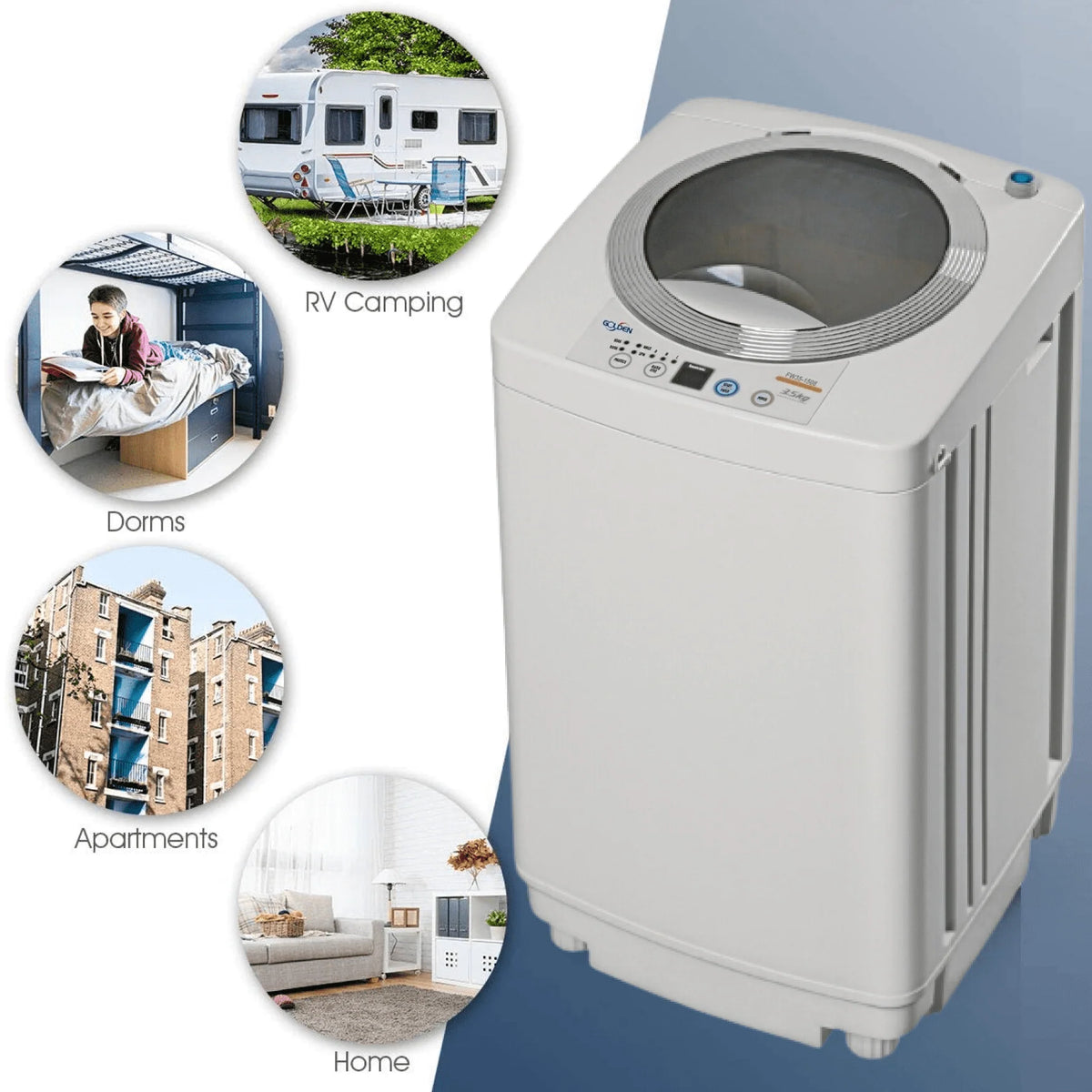 1.34 Cu Ft Portable Full Automatic Washer Spinner Combo R3999