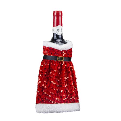 Christmas Red Sequin Wine Bottle Cover Y862