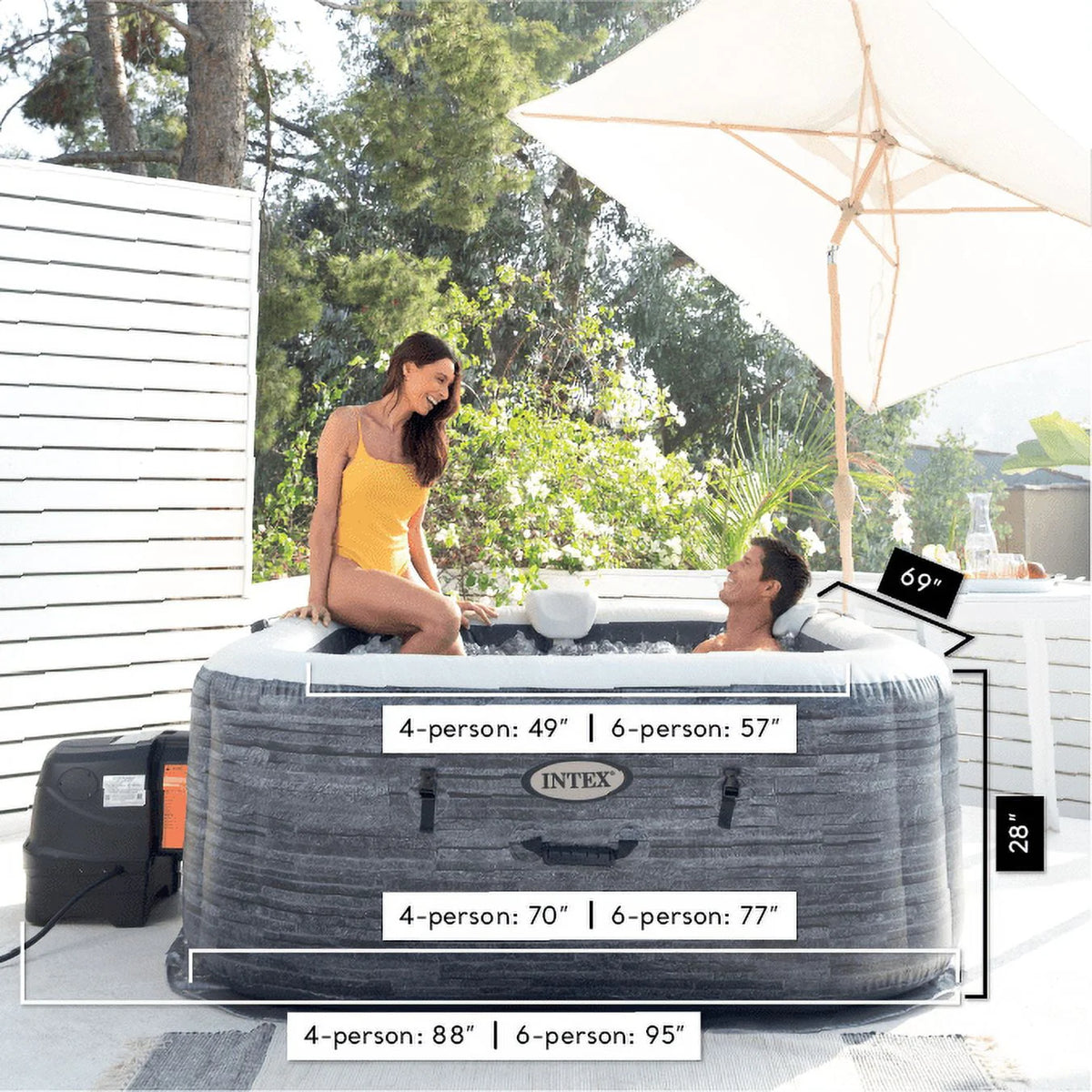 Inflatable Square Jet Spa Hot Tub A4302