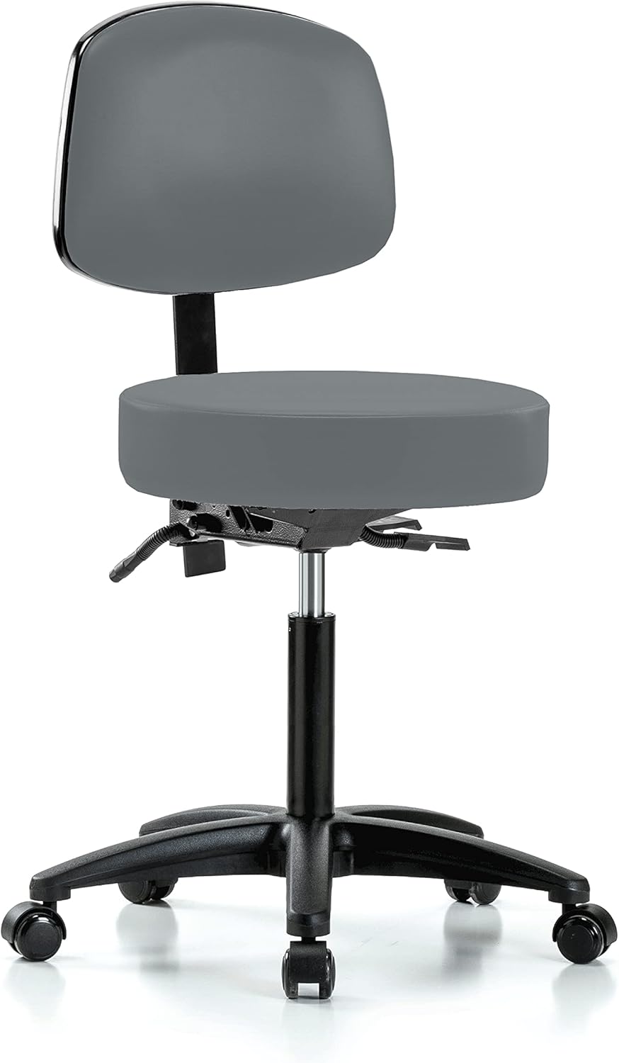 Black Vinyl Rolling Adjustable Doctor's Stool with Back X692